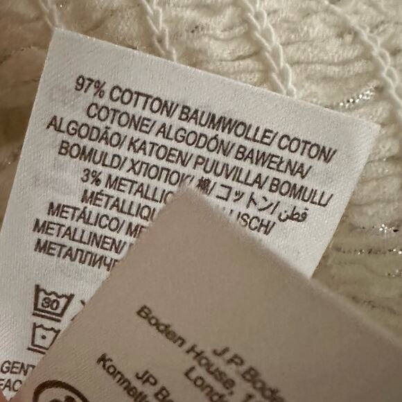 Boden Lurex Smocked Crop Top Ivory Crinkle NEW - Picture 6 of 9